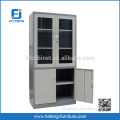 Upper 3 Tier Glass Swing Door and Lower Steel Swing Door File Cabinet for office